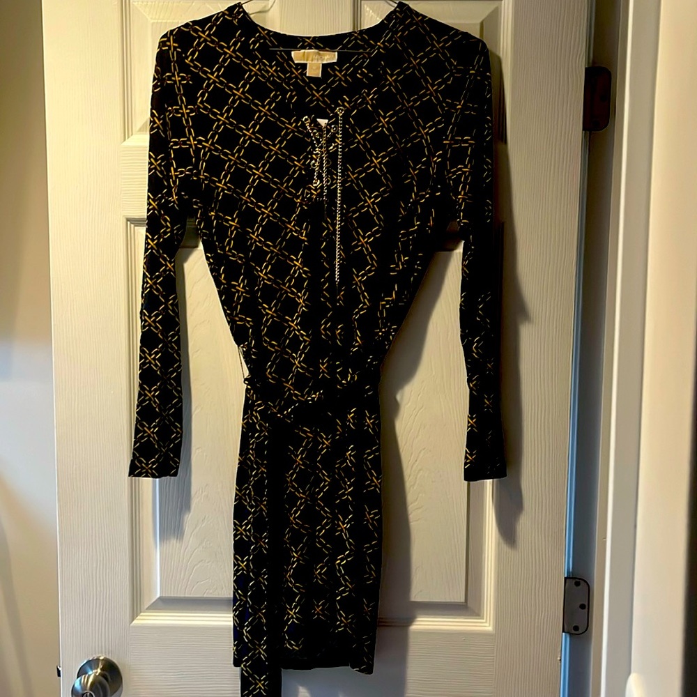 Michael Kora Dress- dark blue and gold